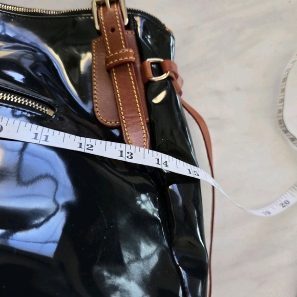VTG Dooney & Bourke Satchel Handbag Patent Leather Black Nina Large Y2k - Picture 7 of 14